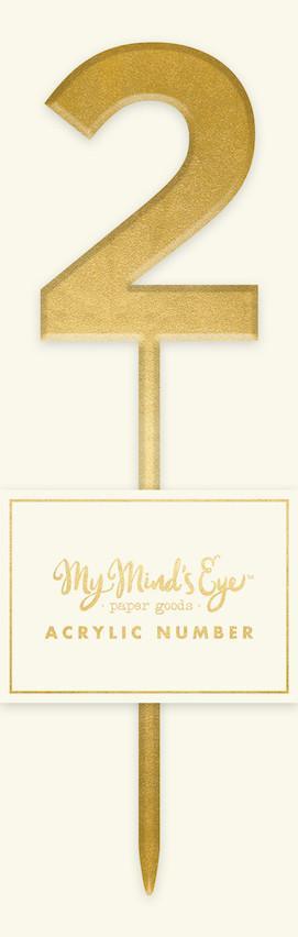 Gold Acrylic Number 2 Cake Topper - Party Affair