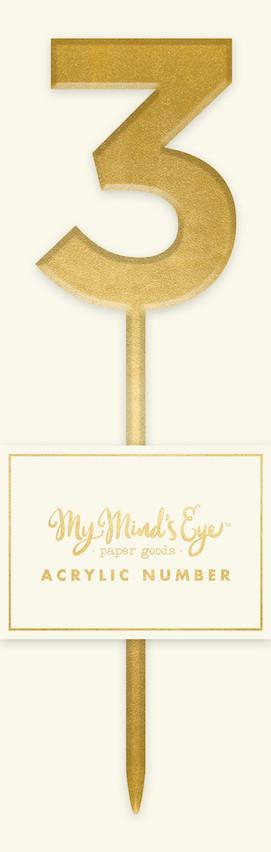 Gold Acrylic Number 3 Cake Topper - Party Affair