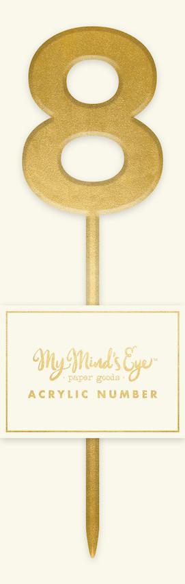 Gold Acrylic Number 8 Cake Topper - Party Affair