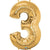 Gold Number 3 Three 86cm Foil Balloon 