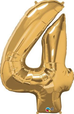 Gold Number 4 Four 86cm Foil Balloon 