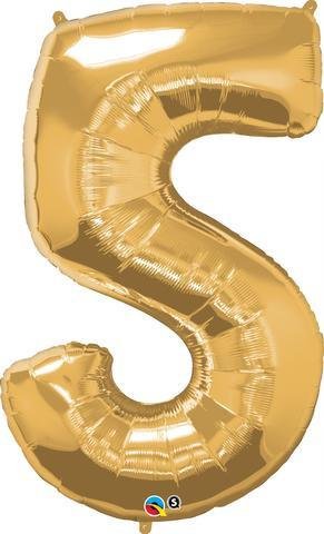 Gold Number 5 Five 86cm Foil Balloon