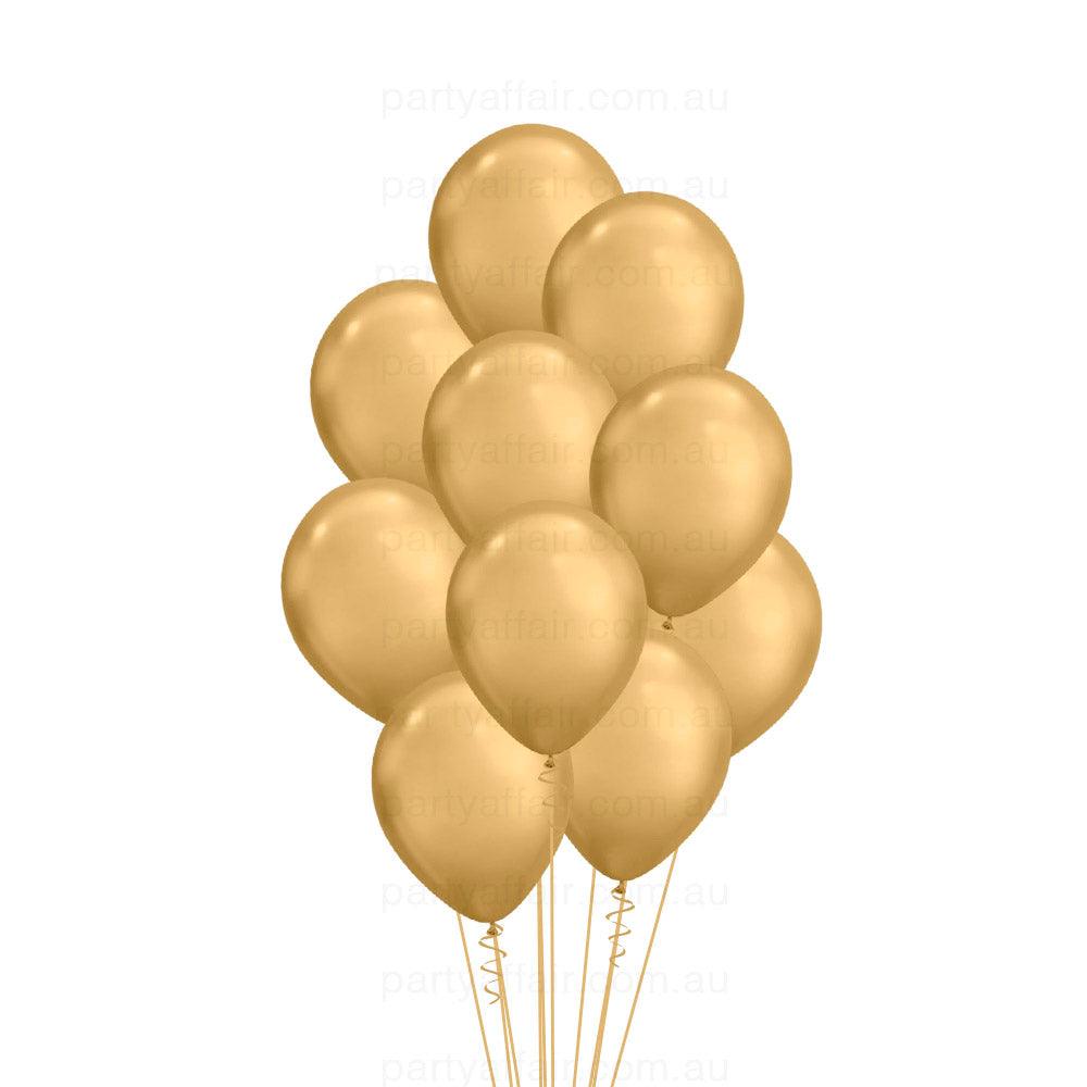 Gold Chrome Latex 10 Balloon Bouquet - Party Affair