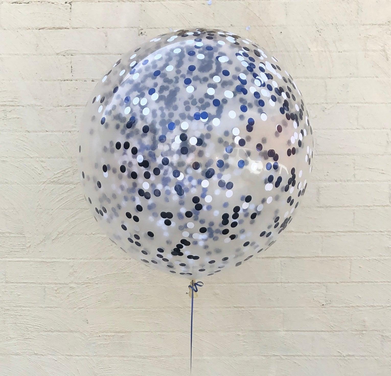 Blue & White Jumbo Confetti Helium Balloon - Party Affair