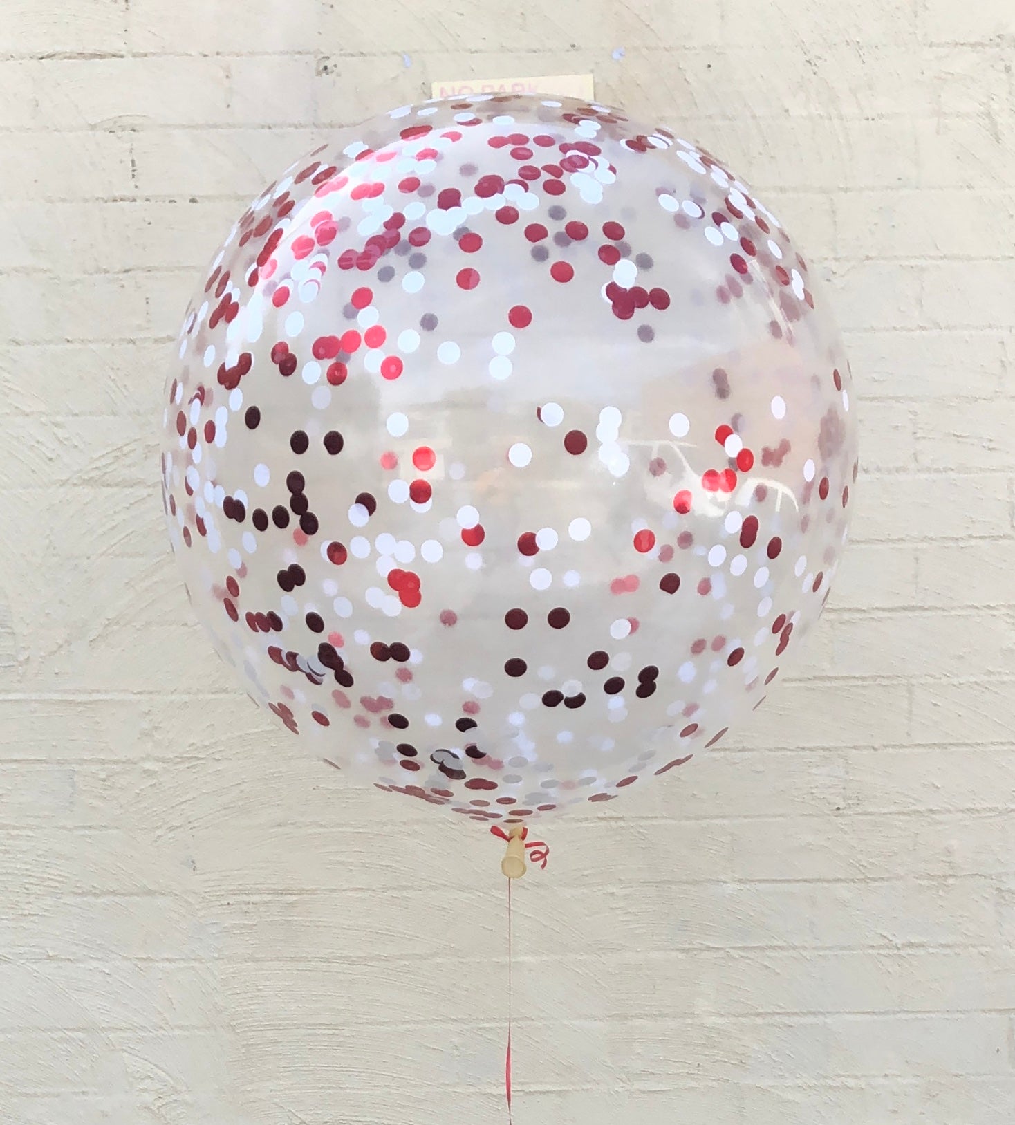 Red & White Jumbo Confetti Latex Helium Balloon