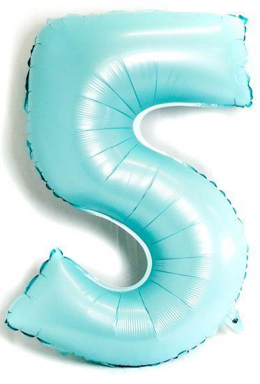 Light Blue Number 5 Five Large Foil Balloon - Party Affair