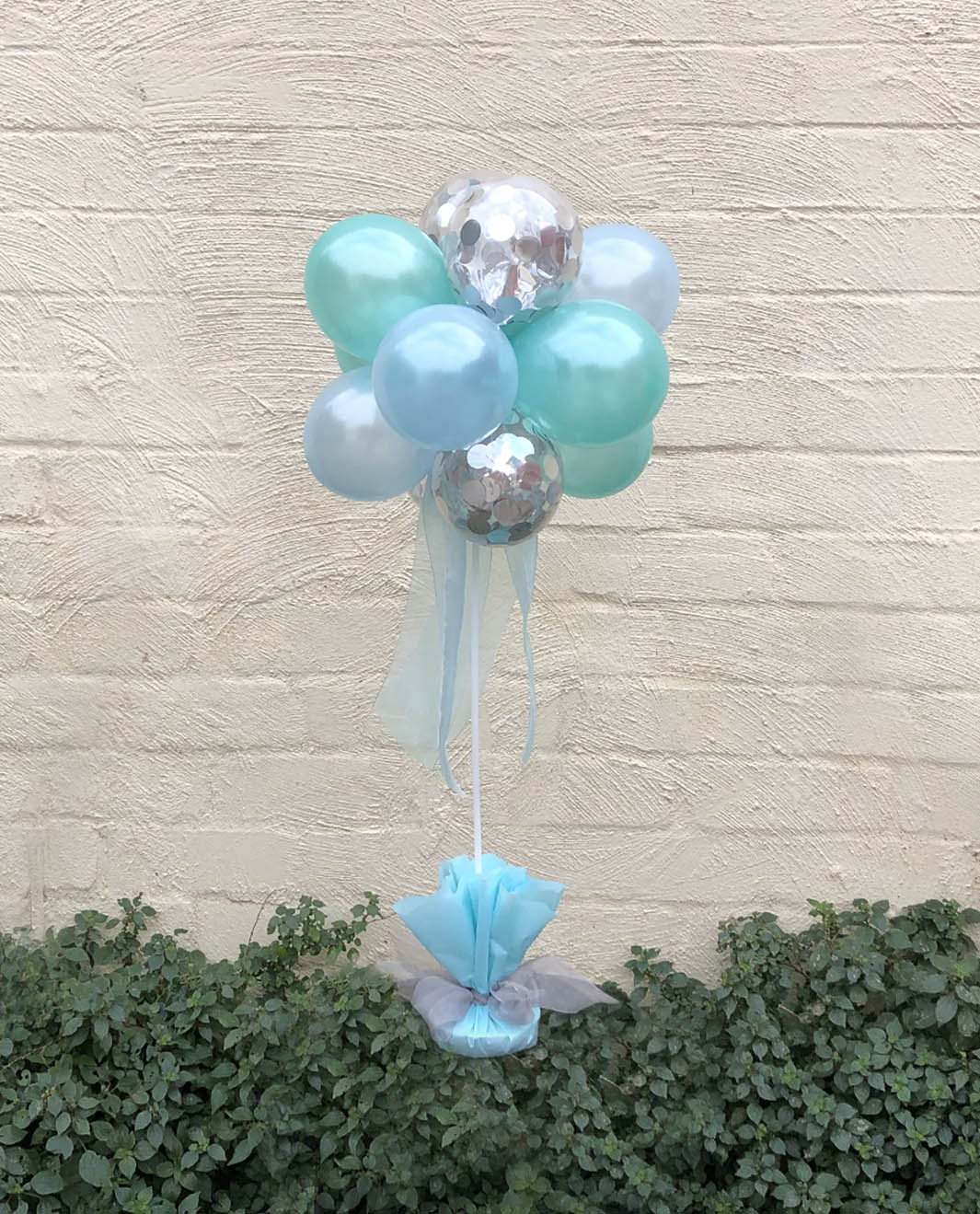 Light Blue & Mint Confetti Balloon Topiary Tree