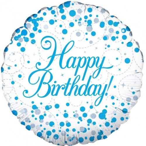 Sparkling Fizz Blue Happy Birthday Foil Balloon