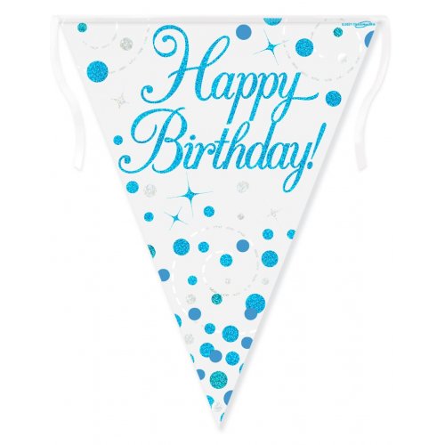 Blue Sparkling Fizz Happy Birthday Bunting