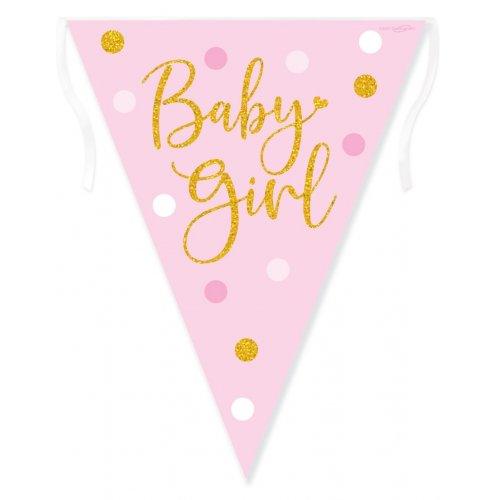 Pink Holographic Baby Girl Dots Bunting - Party Affair