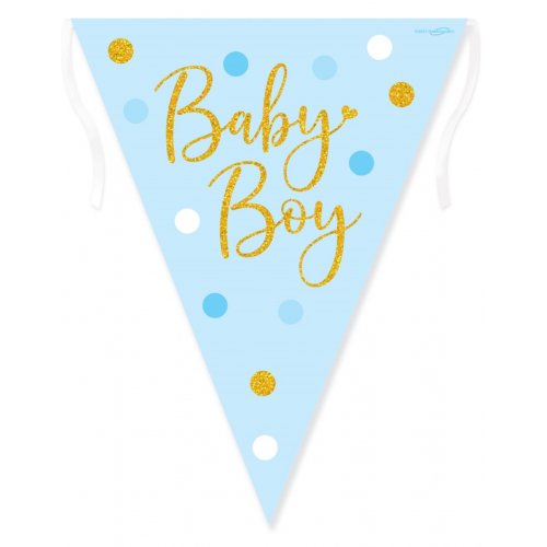 Blue Holographic Baby Boy Dots Bunting
