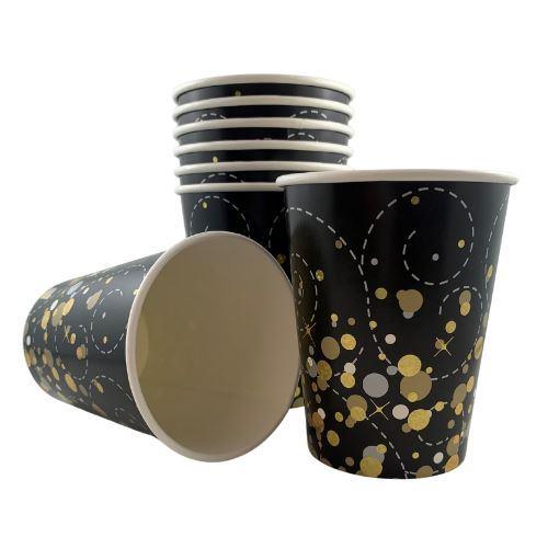 Sparkling Fizz Black & Gold Party Cups - Party Affair