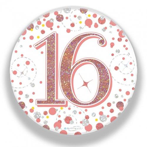 Rose Gold Sparkling 16th Birthday Badge - Party Affair