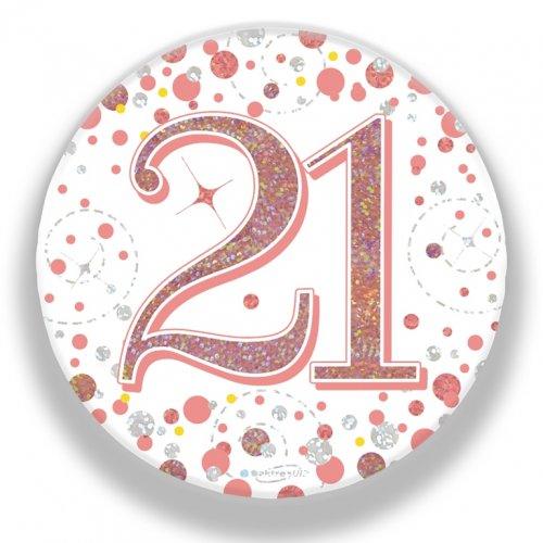 Rose Gold Sparkling 21st Birthday Badge - Party Affair