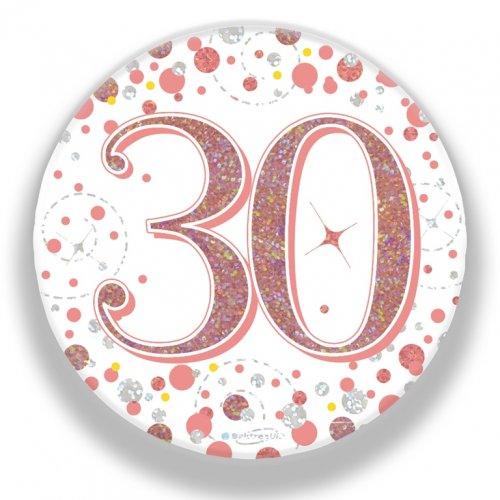 Rose Gold Sparkling 30th Birthday Badge - Party Affair