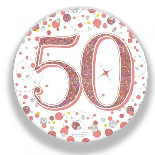 Rose Gold Sparkling 50th Birthday Badge - Party Affair