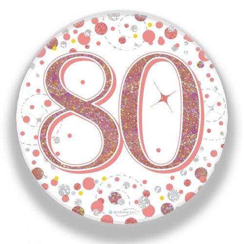 Rose Gold Sparkling 80th Birthday Badge - Party Affair