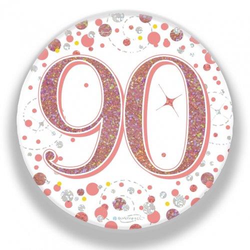 Rose Gold Sparkling 90th Birthday Badge - Party Affair
