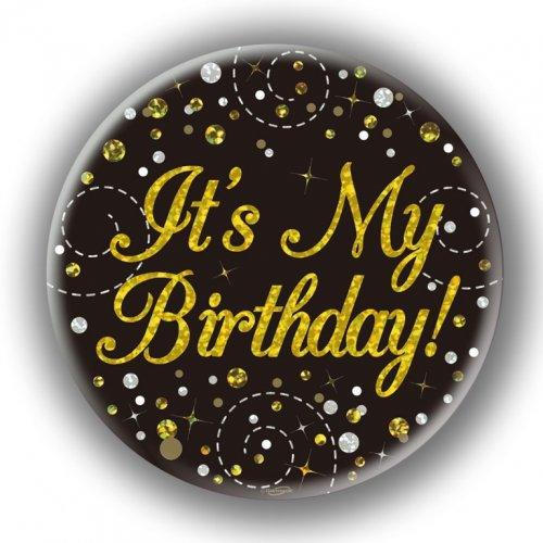Black/Gold Sparkling It's My Birthday! Badge - Party Affair