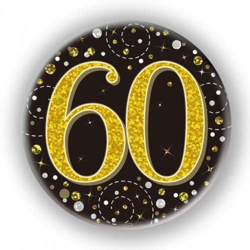 Black/Gold Sparkling 60th Birthday Badge - Party Affair