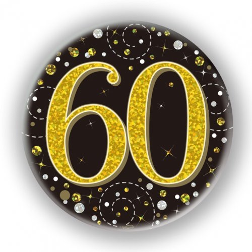 Black/Gold Sparkling 60th Birthday Badge