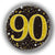 Black/Gold Sparkling 90th Birthday Badge