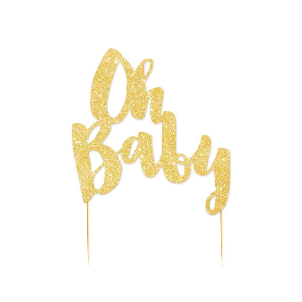Oh Baby' Gold Glitter Cake Topper - Party Affair