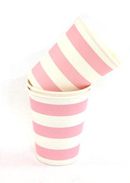 Pink Candy Stripe Paper Cups 