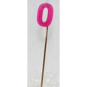 Pink Glitter Number 0 Zero Candle - Party Affair