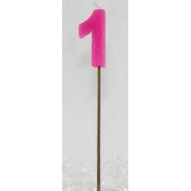Pink Glitter Number 1 One Candle - Party Affair