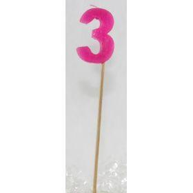 Pink Glitter Number 3 Three Candle - Party Affair