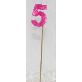 Pink Glitter Number 5 Five Candle - Party Affair
