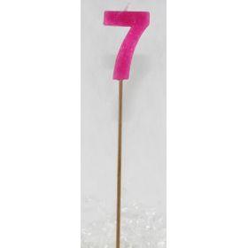 Pink Glitter Number 7 Seven Candle - Party Affair