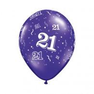 Purple Metallic 21 Print Balloon 