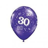 Purple Metallic 30 Printed Latex Balloon Qualatex