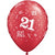 Red Metallic 21 Latex Balloon 