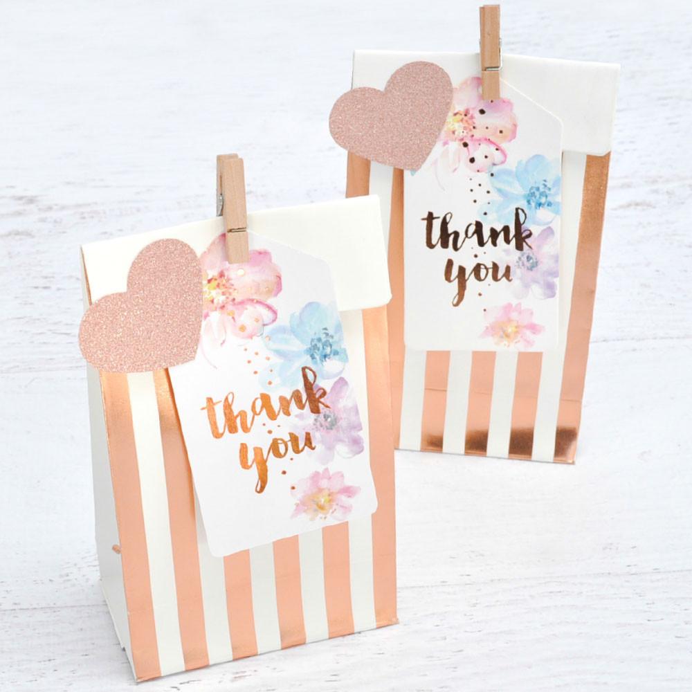 Rose Gold Floral Thankyou Gift Tags 
