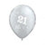 Silver Metallic 21 Printed Latex Balloon Qualatex