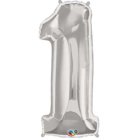 Silver Number 1 One 86cm Foil Balloon 