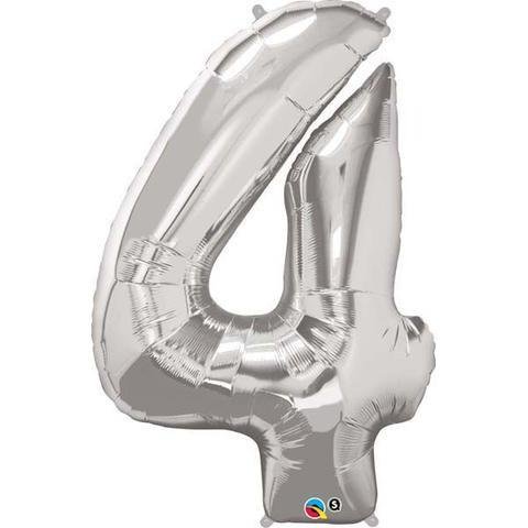 Silver Number 4 Four 86cm Foil Balloon 