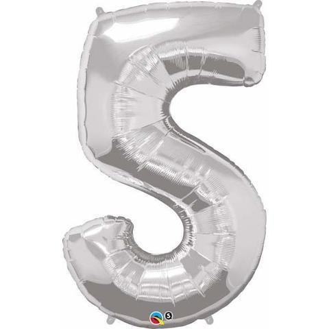 Silver Number 5 Five 86cm Foil Balloon 
