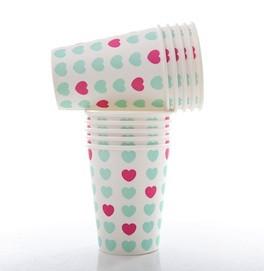 Aqua and Hot Pink Sweetheart Cups