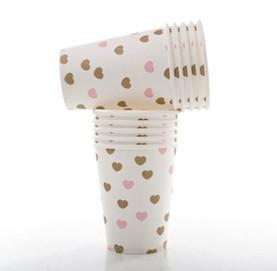 Pink & Gold Sweetheart Paper Cups 