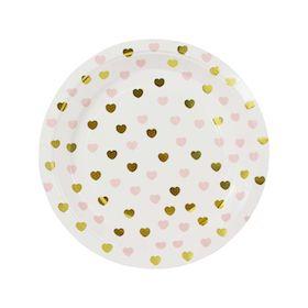 Pink & Gold Sweetheart Paper Plates 