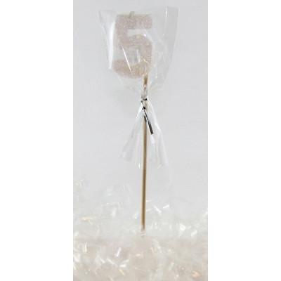 White Glitter Number 5 Five Candle - Party Affair
