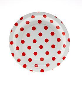 White with Red Polka Dot Cake Plates - Party Affair
