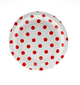 White with Red Polka Dot Cake Plates 