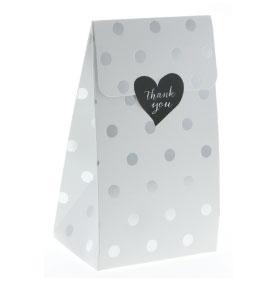 White with Silver Foil Polkadot Treat Box - Party Affair