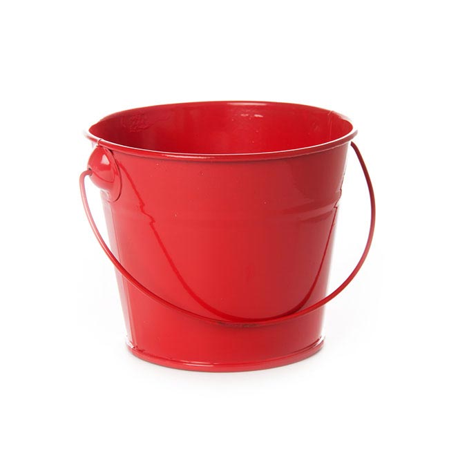 Red Tin Bucket With Handle