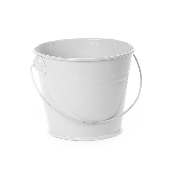 White Tin Bucket With Handle